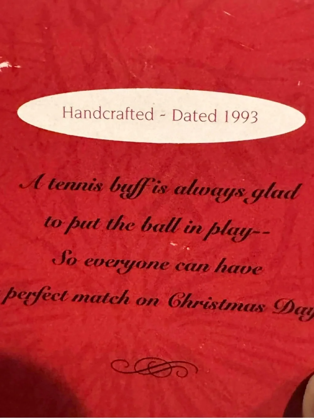 1993 vintage AUTOGRAPHED Hallmark tennis Keepsake Ornament